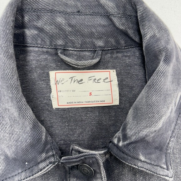 We The Free People Madison City Denim Jacket Womens Small Chore Black Western - Picture 8 of 10